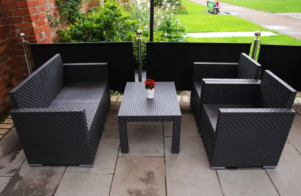 seating area with privacy panels